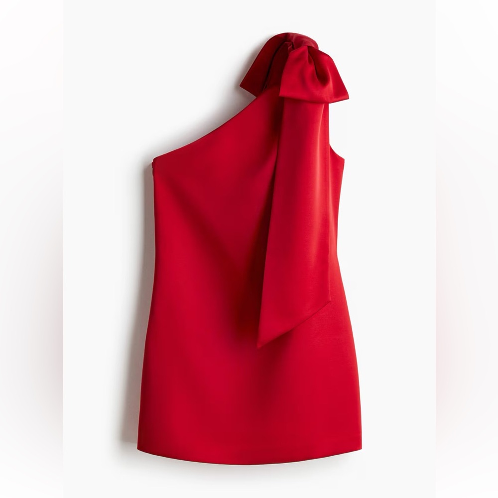New H&M Bow Detail One-Shoulder Dress